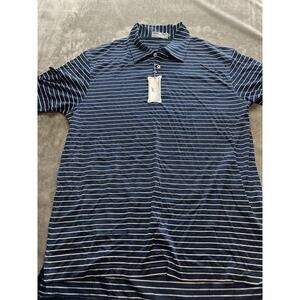 Navy Blue Striped Polo Shirt
